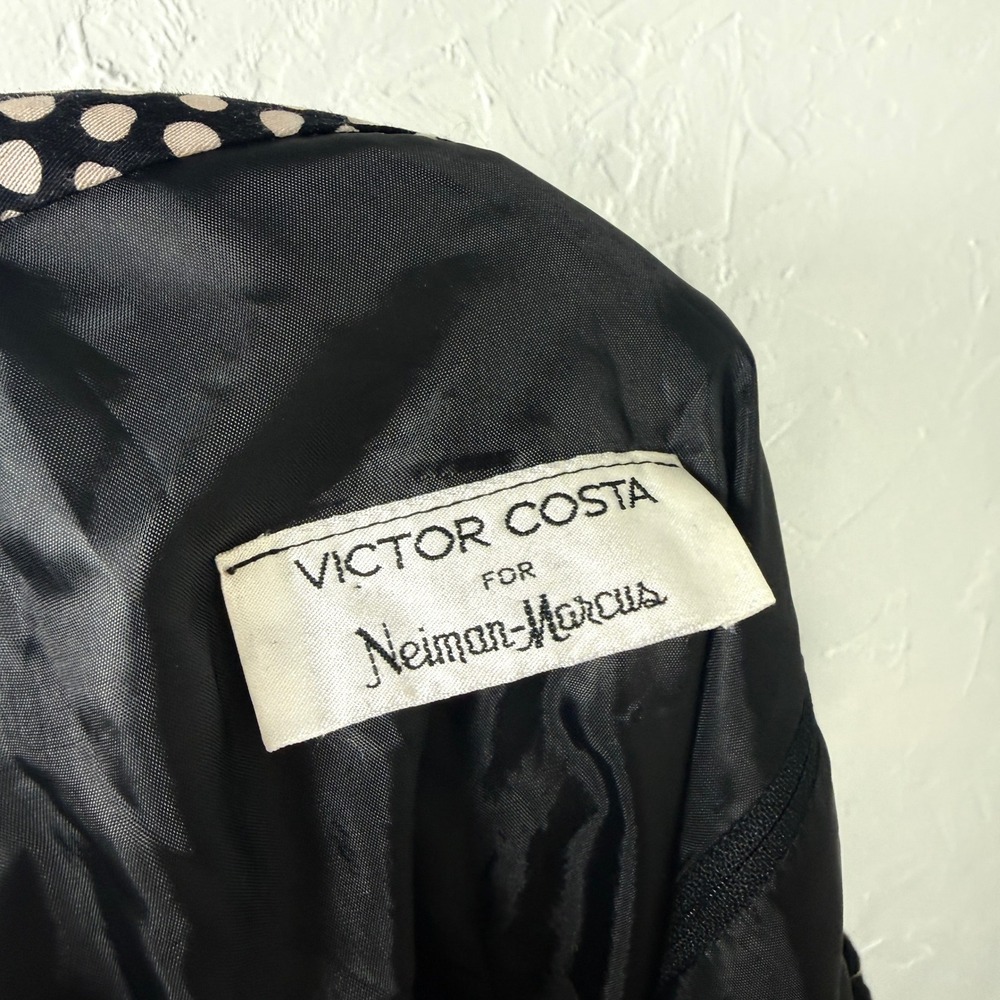 Vintage Victor Costa Neiman Marcus Women's Dress 8 Cotton Puff Sleeve Party F3-3 - Picture 7 of 9